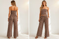 Striped Knit Tube and Wide Pants Set